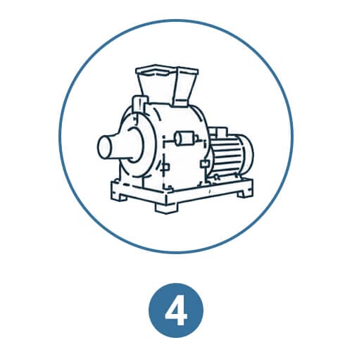 Pellet mill icon, representing the pelleting phase in pellet production