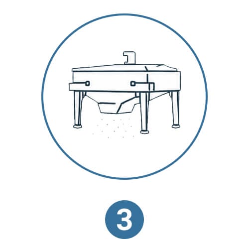 Icon of a screener, representing the screening step in pellet production